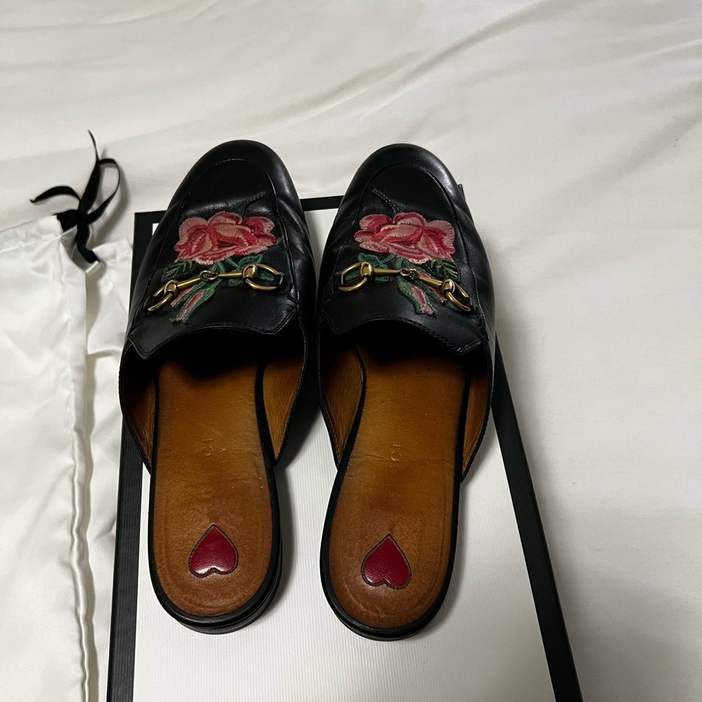 Gucci Princetown Mules Embroidered Size 37